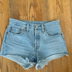 Levi’s Premium 501 High Rise Button Fly Frayed Hem Denim Jean Short